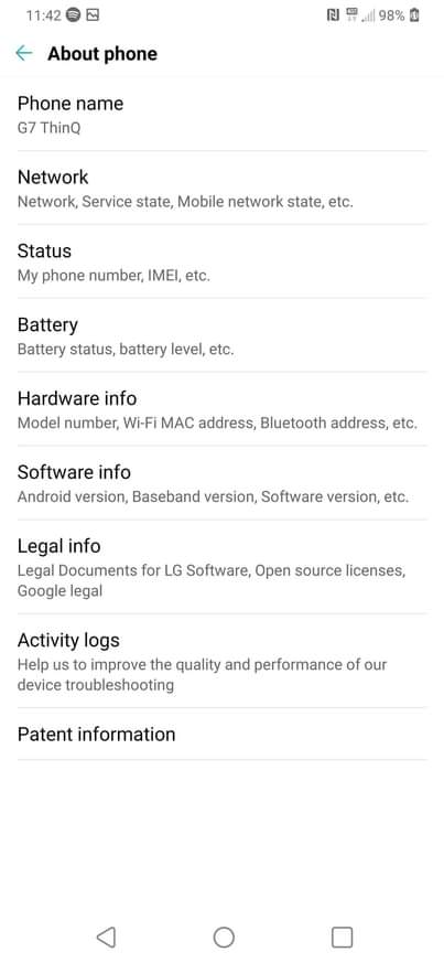A picture of Lg g7 thin 4gb ram 64gb rom gray colour