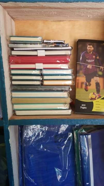 A picture of Pens all types of books makers all school requirements stationery