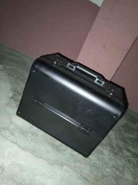 A picture of A black steel make up box