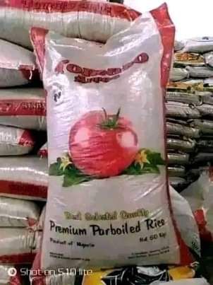 A picture of bags of rice