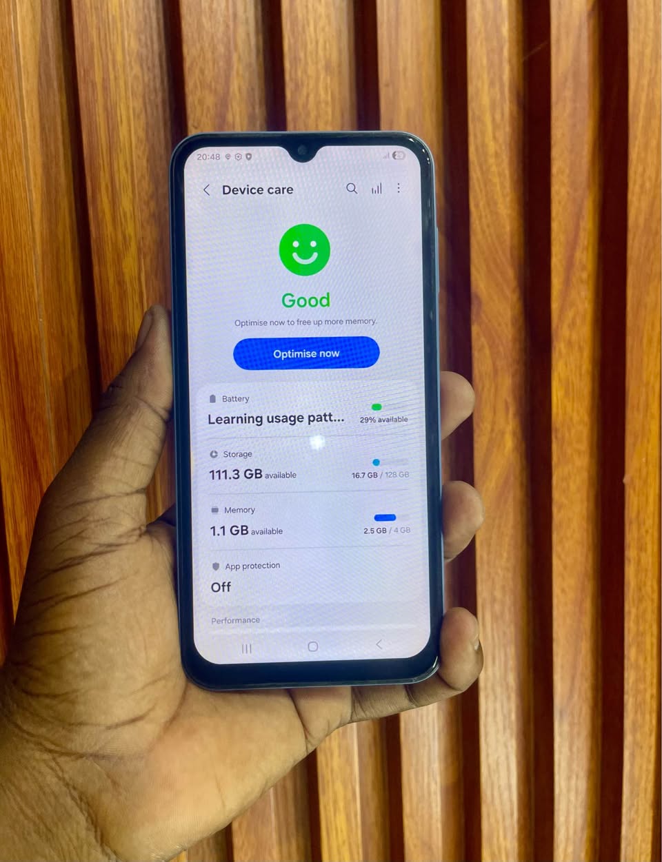 A picture of Samsung A15 128GB Price 135 000 K koo infinix tower