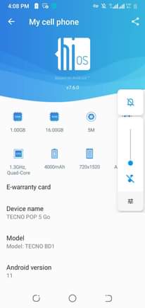 A picture of Tecno pop 5Go