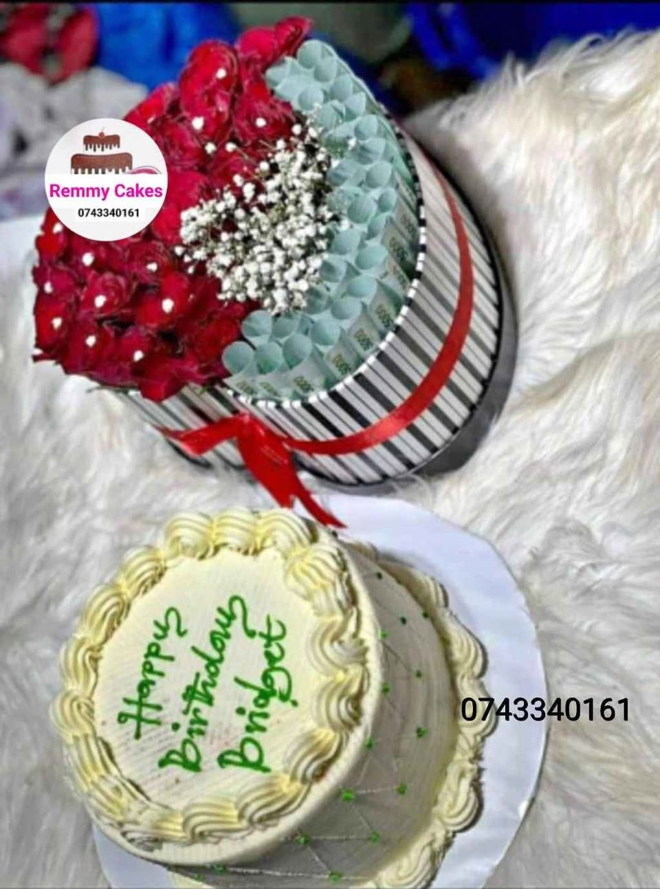 A picture of  RemmyCakesandEvents Surprisepackages flowerbouqeut moneyhampers balloons deliveryavailable 07