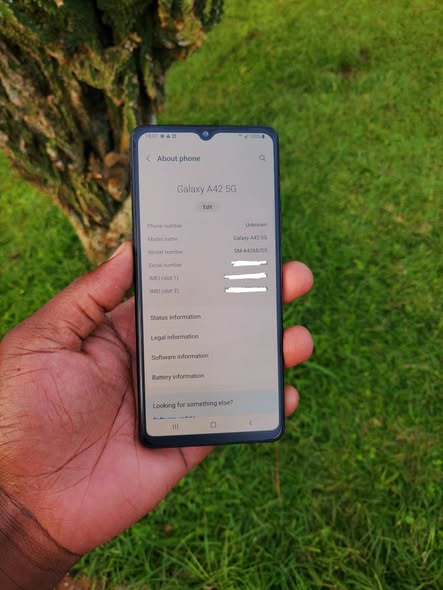 A picture of Samsung galaxy A42 5G 128gb 8gbram 5000mahonscreen fingerprint slight crack