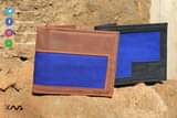 A picture of KAIALeather This Mens full grain leather and canvas combo wallet