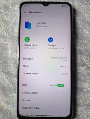 A picture of oppo A58 5g 256 Gb