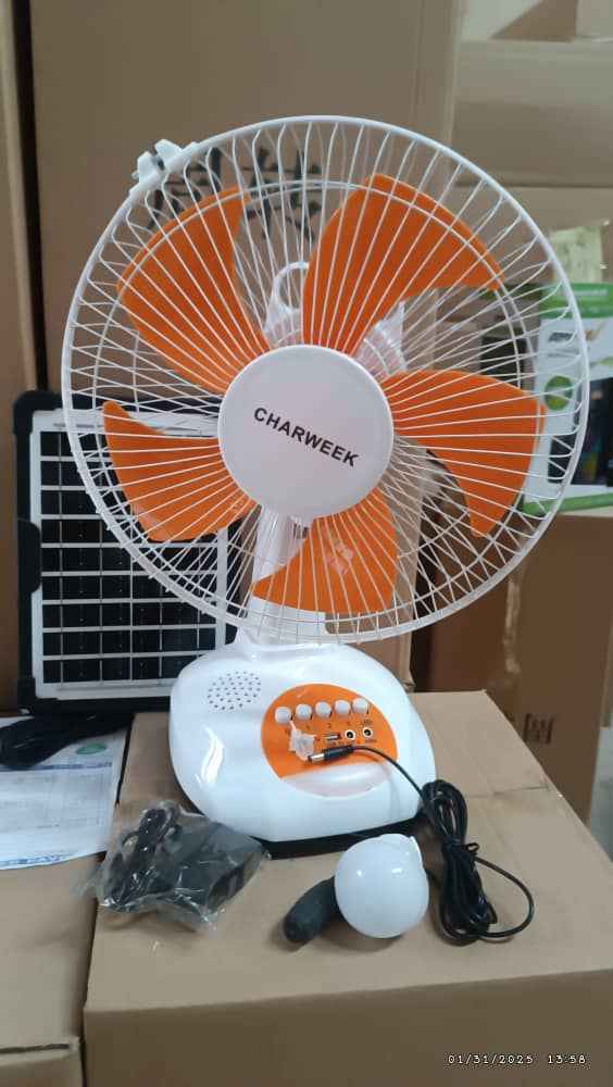 A picture of Charweek Solar Rechargeable Fan Complete Off Grid Cooling Kit