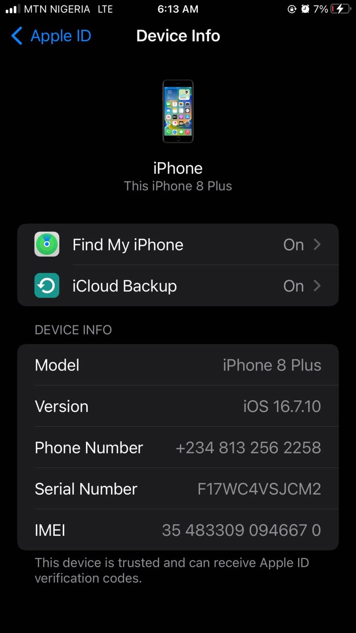 A picture of iPhone 8plus 64g