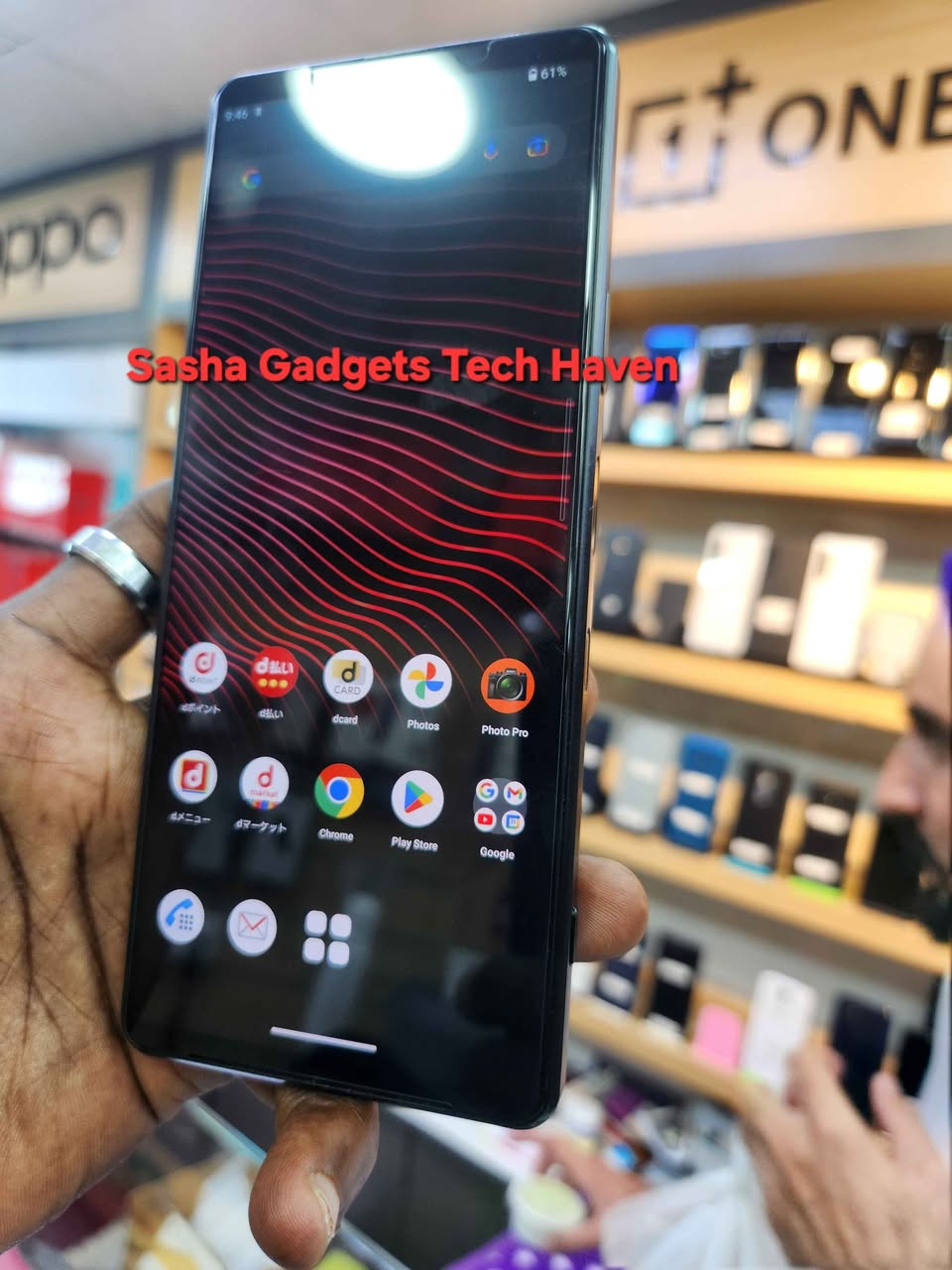 A picture of Sony Xperia 1 mark iii with green line but working