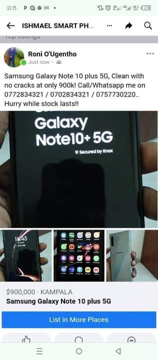 A picture of Samsung galaxy Note 10 plus