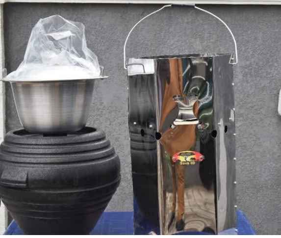 A picture of Save 80 cook stove wonder box on saucepan