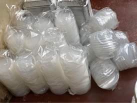 A picture of All These Disposables Silver plates Plastic Plates Are For Sale