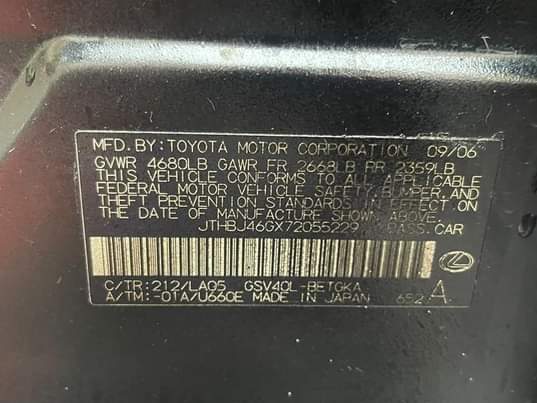 A picture of This is fully loaded lexus es350 2007 fully facelifts to
