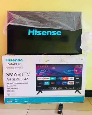 A picture of Hisense smart TV 43 4k display at 500k watsp me