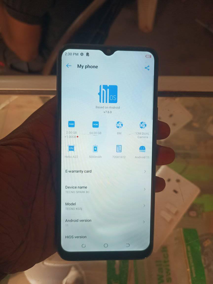 A picture of Tecno spark 8c