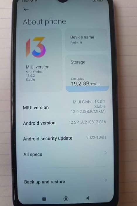 A picture of Redmi 9