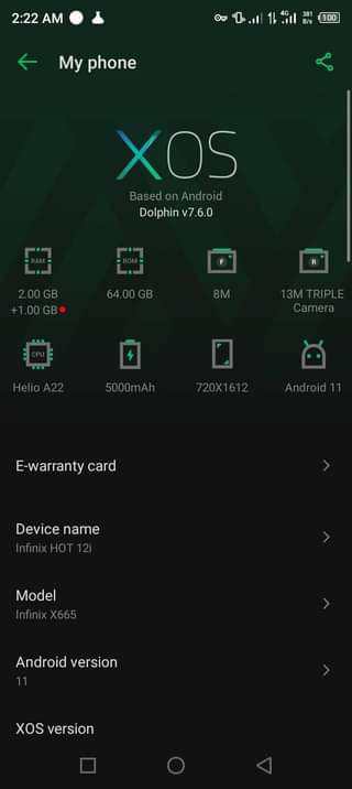A picture of Infinix hot 12i gb 64 with glass protector Bado mpya