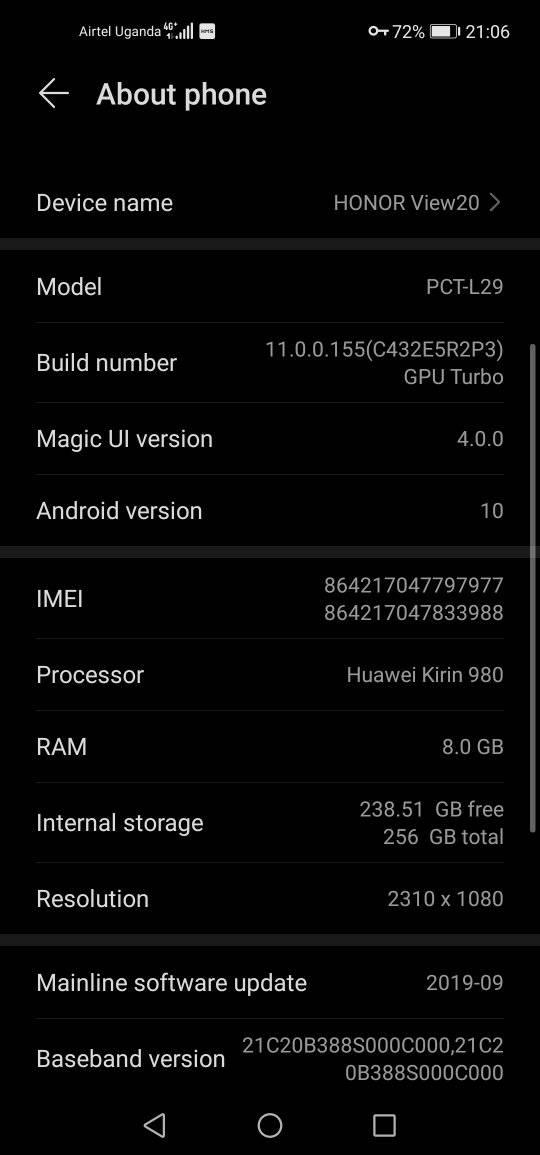 A picture of Honor View 20