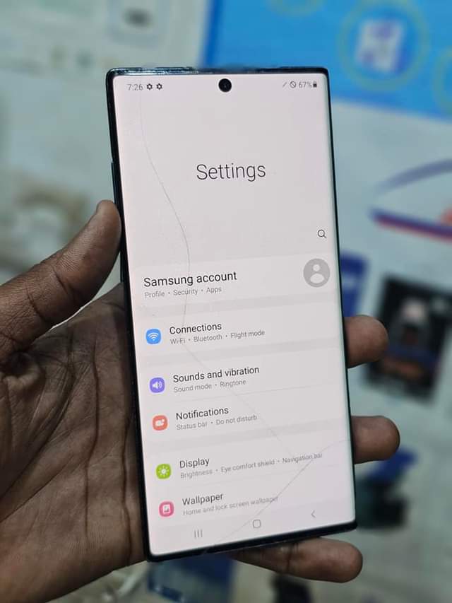 A picture of SAMSUNG GALAXY NOTE 10 CLEAN Kioo CRACK FULL DISPLAY