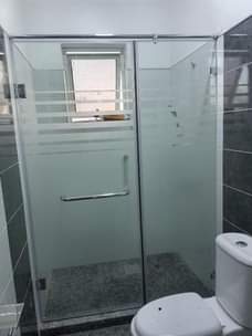 A picture of shower cabins