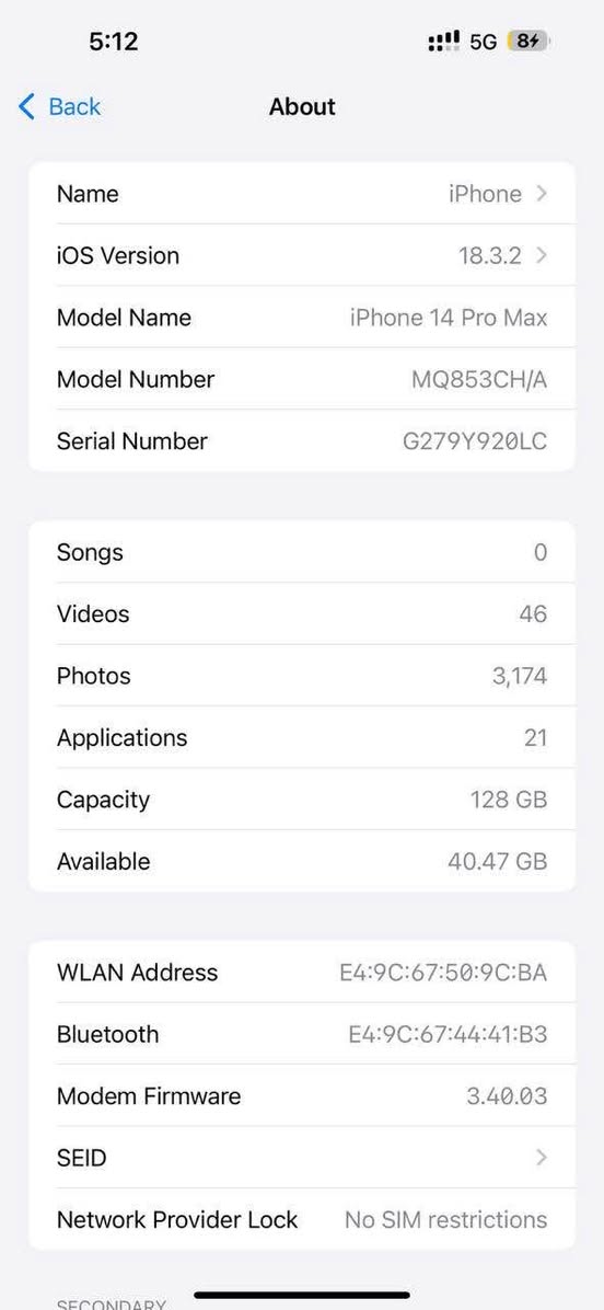 A picture of Iphone 14 pro max With cartoon no replacement part Very