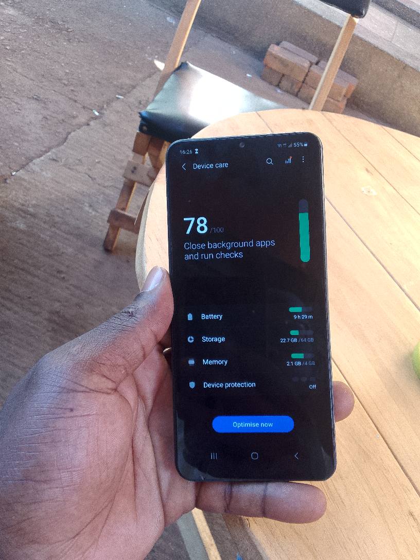 A picture of Samsung galaxy A12 64gb 4gbram 5000mah battery. At 200k. 0755308305