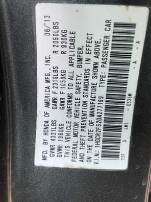 A picture of DISTRESS SALE DIRECT BELGIUM HONDA ACCORD 2014 MODEL SPORT WITH