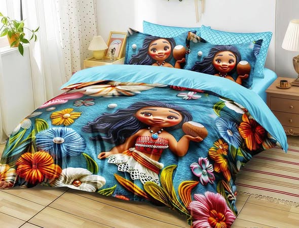 A picture of Kids duvets One bedsheet One duvet Two pillowcases Sizes 3