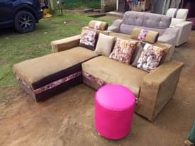 A picture of Mini L Sofa with a Resting Puff