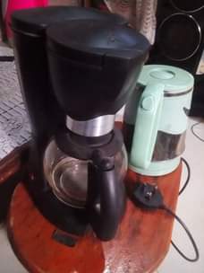 A picture of Coffee maker and Electric kettle