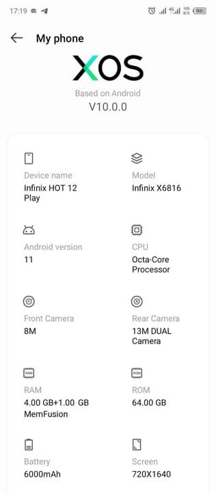 A picture of INFINIX HOT 12 PLAY