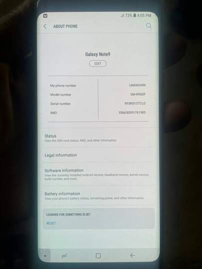 A picture of Samsung NOTE9
