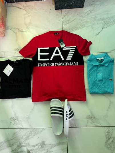 A picture of Genuine Authentic Mens Tshirts and slides