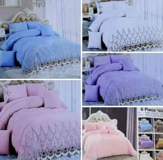 A picture of 6pc cotton Plain duvets 4 pillow cases 1 bedsheet 1