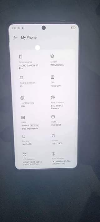 A picture of TECNO CAMON 20 PRO IMENYOOKA SANAA