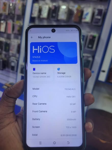 A picture of Used tecno spark 30C 256gb