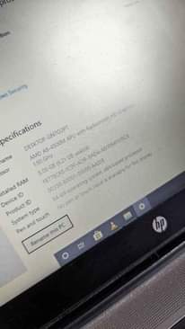 A picture of Ram 8 Hdd 500gb Graphics card Hp pro book corei5