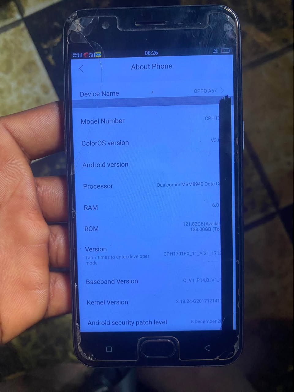 A picture of Oppo A57 6GB RAM 128GB ROM front mounted finger print