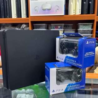 A picture of Playstation 4 slim consoles