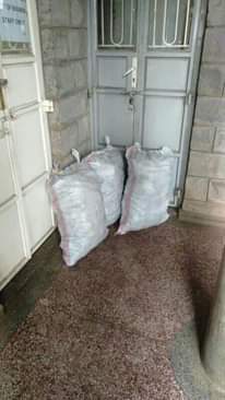 A picture of Charcoal briquettes packed in volume in 50kg bags. Available both