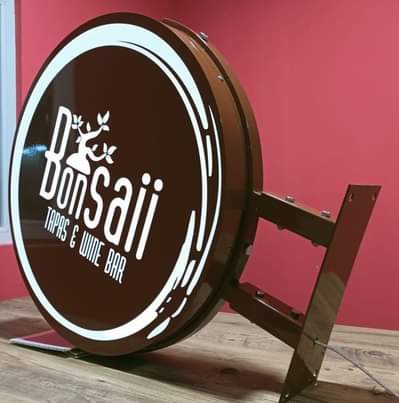 A picture of 3D business signs