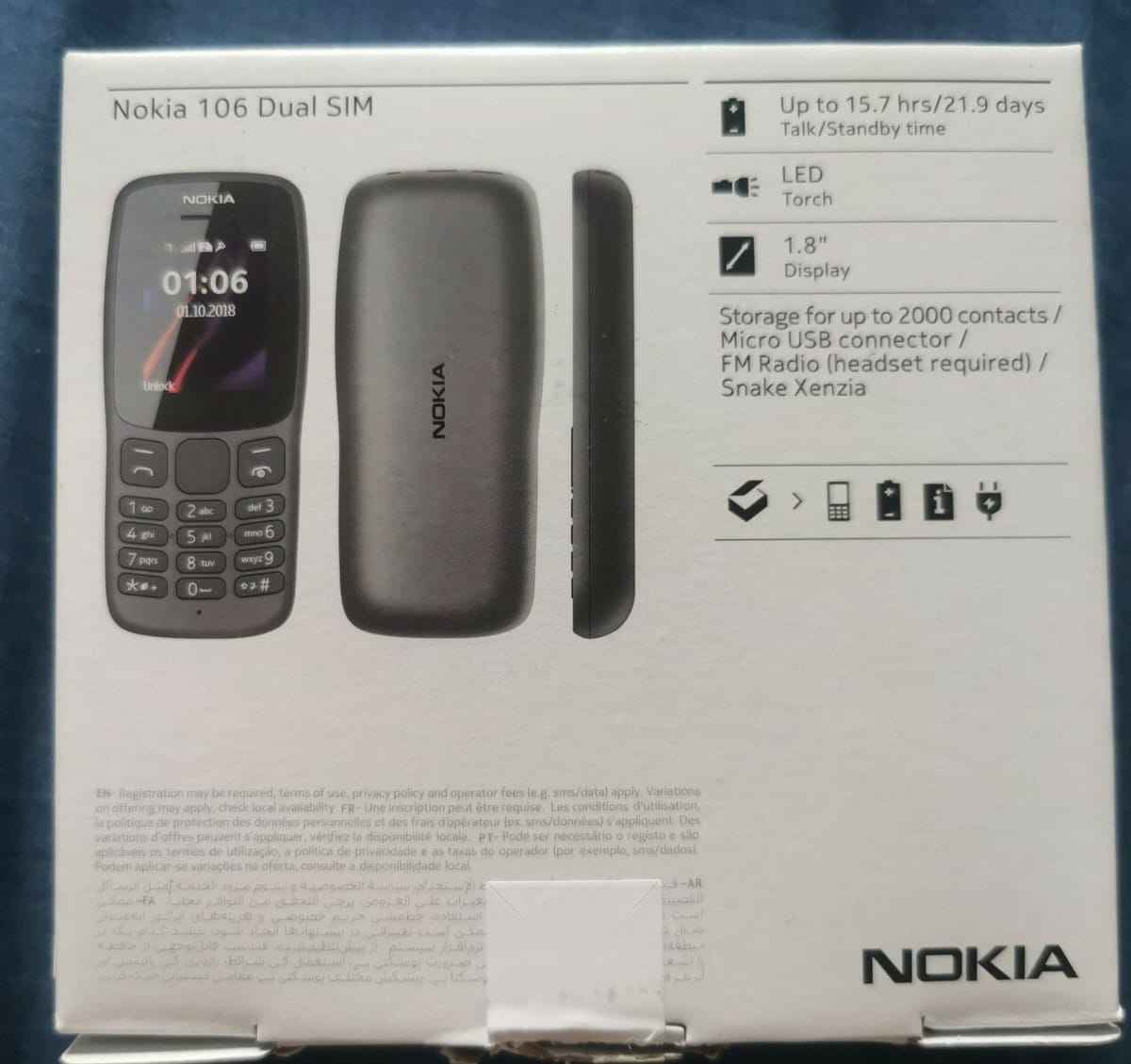 A picture of Nokia 106 Full box