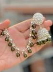 A picture of Kundan kan chain jhumkas