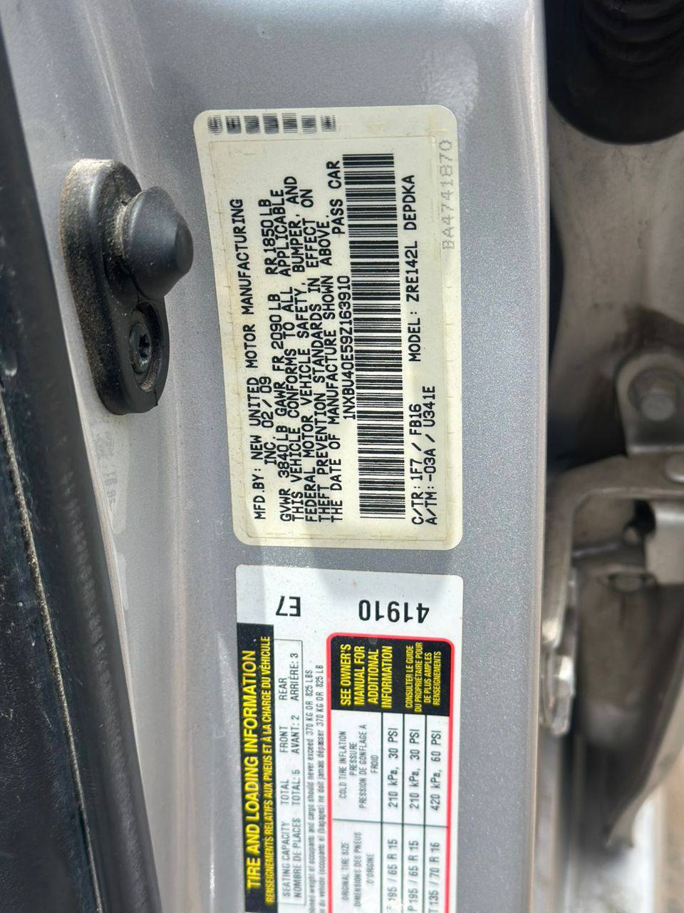 A picture of Toyota Corolla 09 pure tokubo just arrived in accdent free