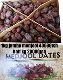 A picture of Pistachio kernels medjool dates and ajwa dates fresh stock available