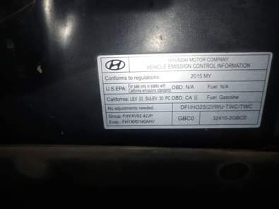 A picture of Read carefully Belgium grade Hyundai sonata 2015 model first body