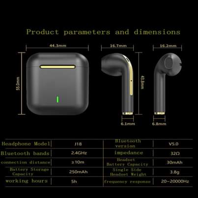 A picture of xiaomi j18 wireless bluetooth earbuds