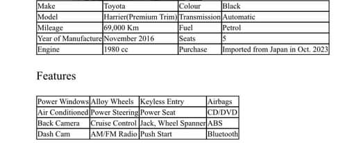 A picture of Toyota Harrier Premium 2016