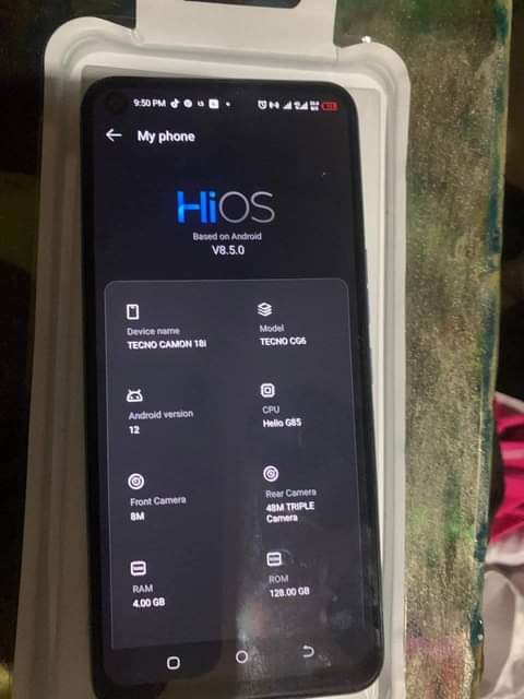 A picture of TECNO Camon 18i 4gb ram 128g rom