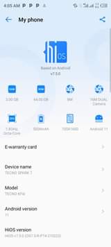 A picture of Tecno spark 7